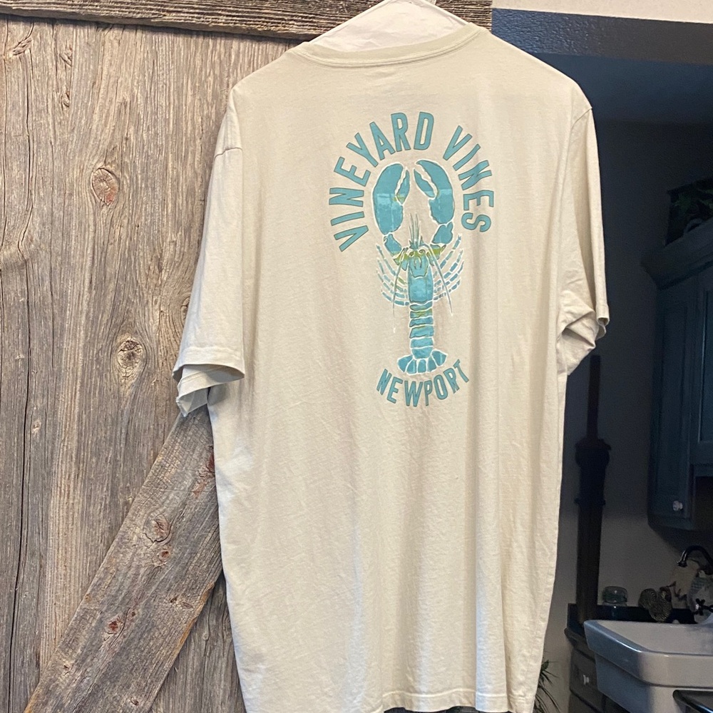 Vineyard Vines Cream Short Sleeve Tee with Pocket - Picture 2 of 3